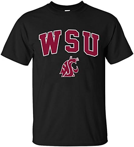 WuHai Men's NCAA Washington State University WSU Cougars Logo T-shirts black XL
