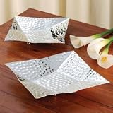 HAMMERED DESIGN SQUARE TRAY SET - 2 PIECE SQUARE HAMMERED DESIGN TRAY SET