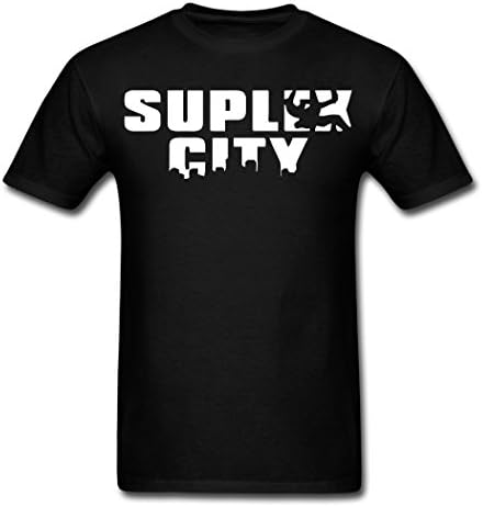 Freedomboy Casual Printed Suplex City Letter Black Males Tee Shirt