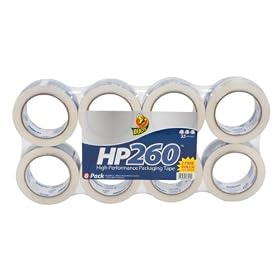 Duck Brand HP260 High Performance Grade Packaging Tape, 1.88" x 60 Yards, 3.1 Mil, Crystal Clear, 6-Pack + 2 Bonus Rolls (1067839)