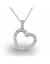 Palladium Beautiful Round Brilliant Diamond Heart Shaped Pendant. 3/4 CTW