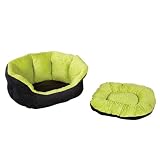Slumber Pet Cotton/Nylon Dimple Plush Nesting Dog Bed, Small, 18-Inch, Black/Green