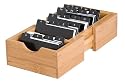 Lipper International 810 Bamboo Expandable Business Card Holder with 3-Removable Dividers and Alphabet Index Tab