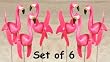 set of 6 whirlygig whirly gig Pink Flamingos spinning Twirling lawn ornament art YARD art STAKES whirling whirly bird spinner wings