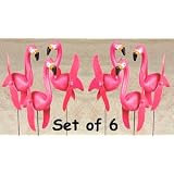 set of 6 whirlygig whirly gig Pink Flamingos spinning Twirling lawn ornament art YARD art...