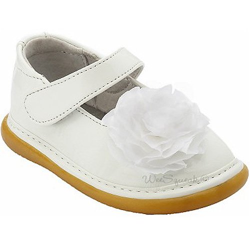 Wee Squeak Baby Toddler Girl White Peony Maryjane Shoes 3-12