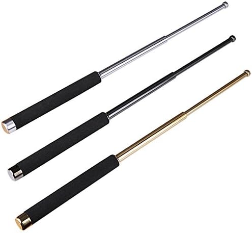 Cool Outdoor Tool Portable Retractable Alloy Steel Stick Black Gold Silver 25 Inch (Gold)