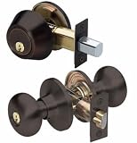 Master Lock BCCON0610B Biscuit Combo - keyed Entry Knob Set with Keyed Alike Single Cylinder Nightwatch Deadbolt, with SilvaBond Antimicrobial Protected Finish, Oil Rubbed Bronze