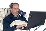 Wallmonkeys Peel and Stick Wall Decals - Sick in Bed with Laptop. - 60