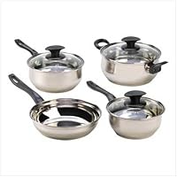 7Pc Stainless Steel Cookware Pot Pan Set With Lids