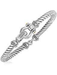 Sterling Silver Diamond Embellished Italian Cable Style Bracelet (.03. ct. tw.)
