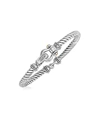 Sterling Silver Diamond Embellished Italian Cable Style Bracelet (.03. ct. tw.)