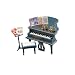 Dollhouse Miniature Black Piano with Stool