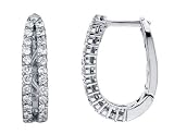 Diamond Hoop Leverback Earrings 1.03 Carat (ctw) in 14K White Gold