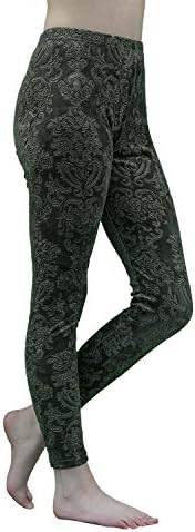 VLD Velvet Legging Tone on Tone Damask - Moss, L/XL