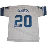Barry Sanders Detroit Lions White Pro Style Jersey (GTSM/Ath Auth) Sports Baseball