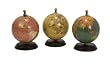 Set of 3 Antique Finish Mini Globes on Wooden Bases 5"