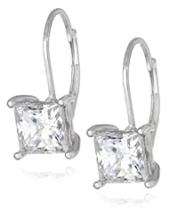 Sterling Silver Swarovski Zirconia 3 cttw Princess Earrings