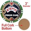 Set of 3 ESPNR Poker Club Ceramic Coaster - Green - Casino Supplies > ESPN Poker Club Products