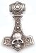 Jewelry : DETAILED SKULL THOR'S HAMMER Pewter PENDANT Necklace