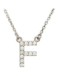 14K White Gold Diamond Initial Necklace "F" -- LIFETIME WARRANTY