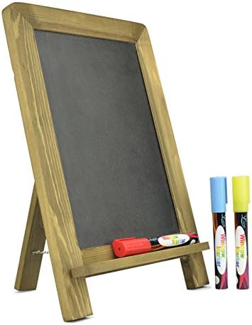 14" x 9.5" - Vintage Kitchen Chalkboard - 3 Liquid Chalk Markers Included - Decorative Standing Chalk Board for Rustic Wedding &amp; Kitchen Decor