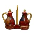 2 PC Cruet Oil and Vinegar Bottle Set Red Orchard Tuscany Decor