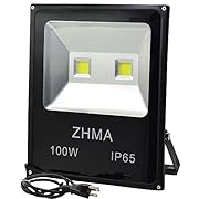 ZHMA 100W LED Flood Lights, Outdoor light with 2X50W Sufficient Wattage LED CHIP Floodlight With US 3-Plug,250W HPS Bulb Equivalent,Daylight White, 6000K, Waterproof Security Lights