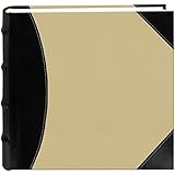 Pioneer High Capacity Sewn Fabric and Leatherette Cover Photo Album, Black on Beige