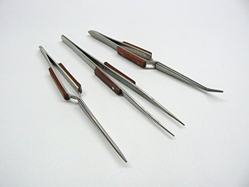 FIBER GRIP TWEEZERS CROSS LOCKING &amp; STRAIGHT SOLDERING TWEEZER JEWELERS SET 3Pc