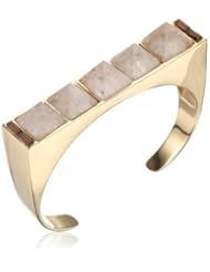 Kelly Wearstler Hudson 18k Gold Plated Rutilated Quartz Crystal Baguette Cuff-Bracelet, 7"