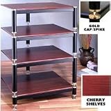 Review Stacks and Stacks  / 4 Shelf Black Steel Audio Visual Rack w/Gold Caps (Cherry and Gold) (32 1/4