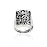 Sterling Silver Bali Inspired Filigree Rectangle Ring, Size 7