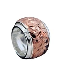 925 Silver Two Tone Rose Spinning Bead Pendant Hawaiian Silver Jewelry
