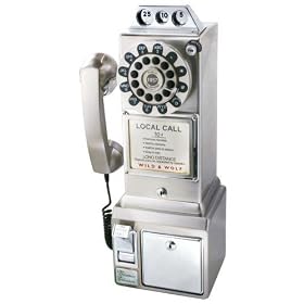 Wild & Wolf Classic Telephone 1950s Retro Chrome Diner Phone Payphone
