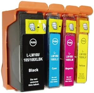 Inkcool 4Pack Compatible Printer Ink for Lexmark 100XL Genesis S815, Impact S305, Interact S605, Interpret S405, Intuition S505, Pinnacle Pro901, Platinum Pro905, Prestige Pro805, Prevail Pro705, Prospect Pro205 (1BK/1C/1Y/1M)