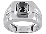 1.00CT IRRADIATED BLACK DIAMOND STERLING SILVER GENTS RING