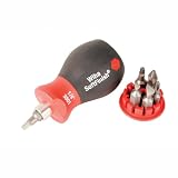 Wiha 38048 Stubby Screwdriver With Six-In-One Insert Bits, Multi-Bit