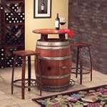 Vintage Oak Wine Barrel Bistro Table & Bar Stools