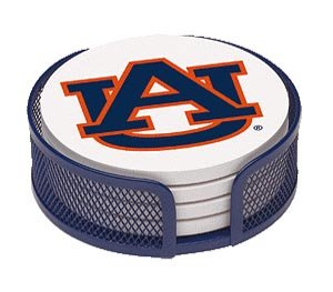 Absorbent Coaster Gift Set Auburn University - Coordinating Holder Included