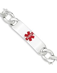 Sterling Silver Polished Medical Figaro Anchor Link Id Bracelet