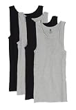 BVD Men's A-Shirt, Black/Heather Grey, Large, 4-Pack