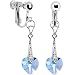 Austrian Crystal Heart March Birthstone Clip Earrings