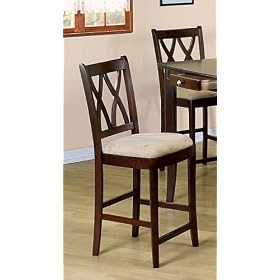 Set of 2 Contemporary Style Dark Cherry Finish Barstools by AtHomeMart