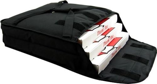 16-18" Black Fabric Pizza Delivery Bag, Holds (2-3) 16-18" Pizzas, Side Loading, Case Qty (5)