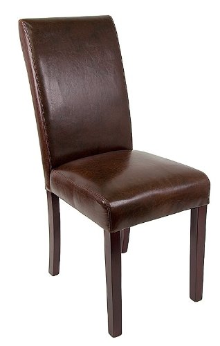 Dark Brown Leather Upholstered Parsons Chair [BT-350-DKBRN-LEA-158-GG]