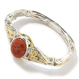 Sterling Silver Palladium 18K Vermeil 7 Sponge Coral and Gem Bracelet by Gems en Vogue II