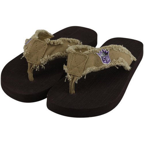 NBA Sacramento Kings Unisex Frayed Flip Flops - Brown (Medium)