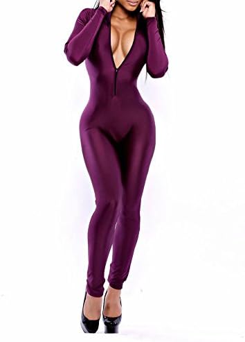 Sexy Womens Purple Deep V Neck Bandage Jumpsuits Romper Bodysuit Catsuit