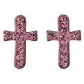 Kids? Sterling Silver Pink Crystal Cross Earrings - Pink